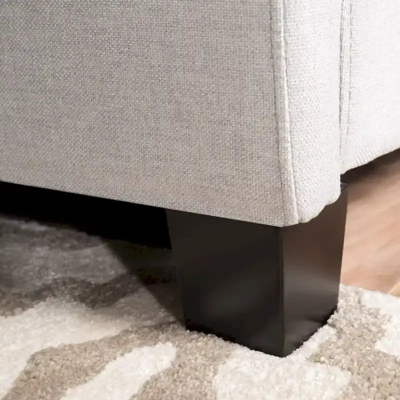 Ensemble de lit queen tapissé en tissu tufté, lit plateforme moderne du milieu du siècle avec tête de lit