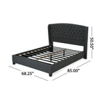 Ensemble de lit queen tapissé en tissu tufté, lit plateforme moderne du milieu du siècle avec tête de lit