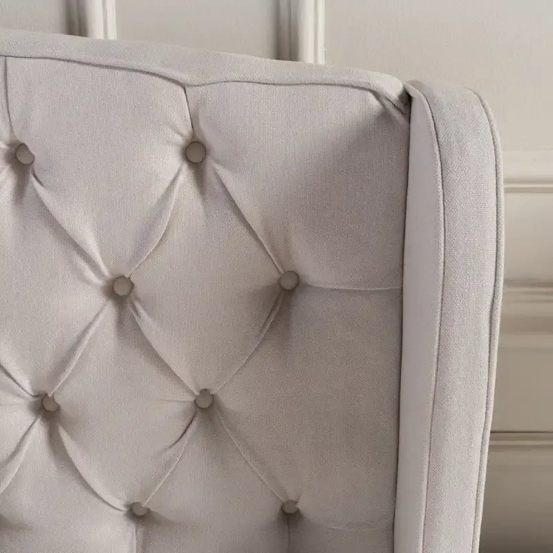 Ensemble de lit queen tapissé en tissu tufté, lit plateforme moderne du milieu du siècle avec tête de lit