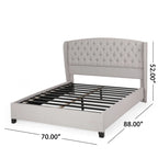 Ensemble de lit queen tapissé en tissu tufté, lit plateforme moderne du milieu du siècle avec tête de lit