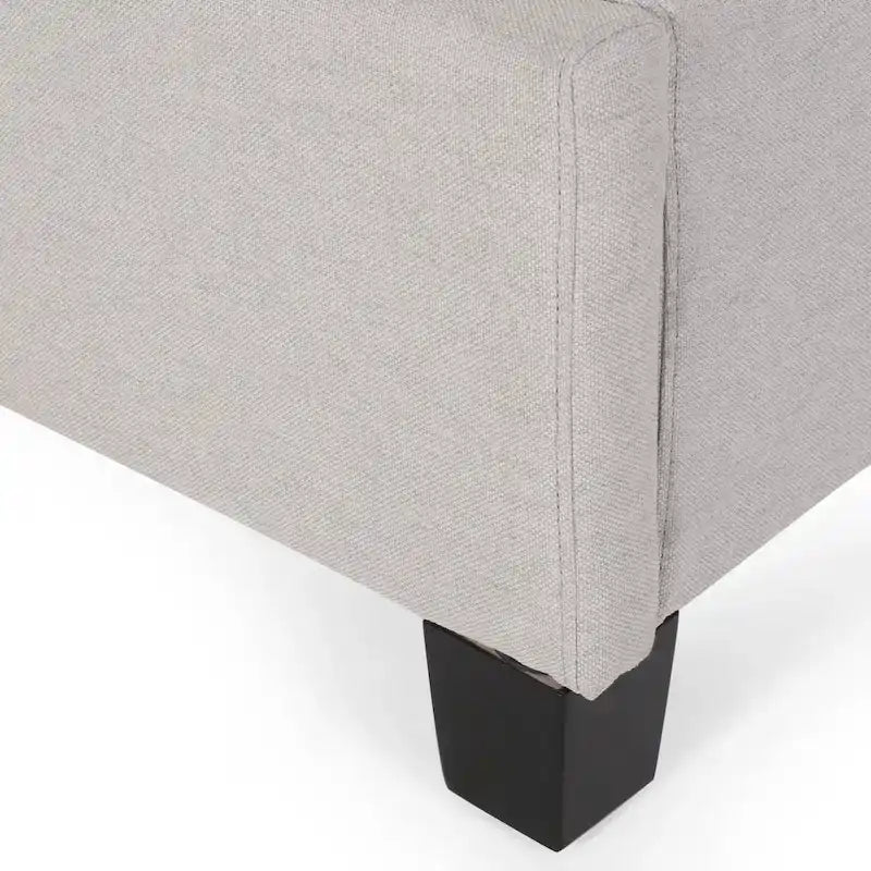 Ensemble de lit queen tapissé en tissu tufté, lit plateforme moderne du milieu du siècle avec tête de lit