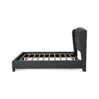 Ensemble de lit queen tapissé en tissu tufté, lit plateforme moderne du milieu du siècle avec tête de lit
