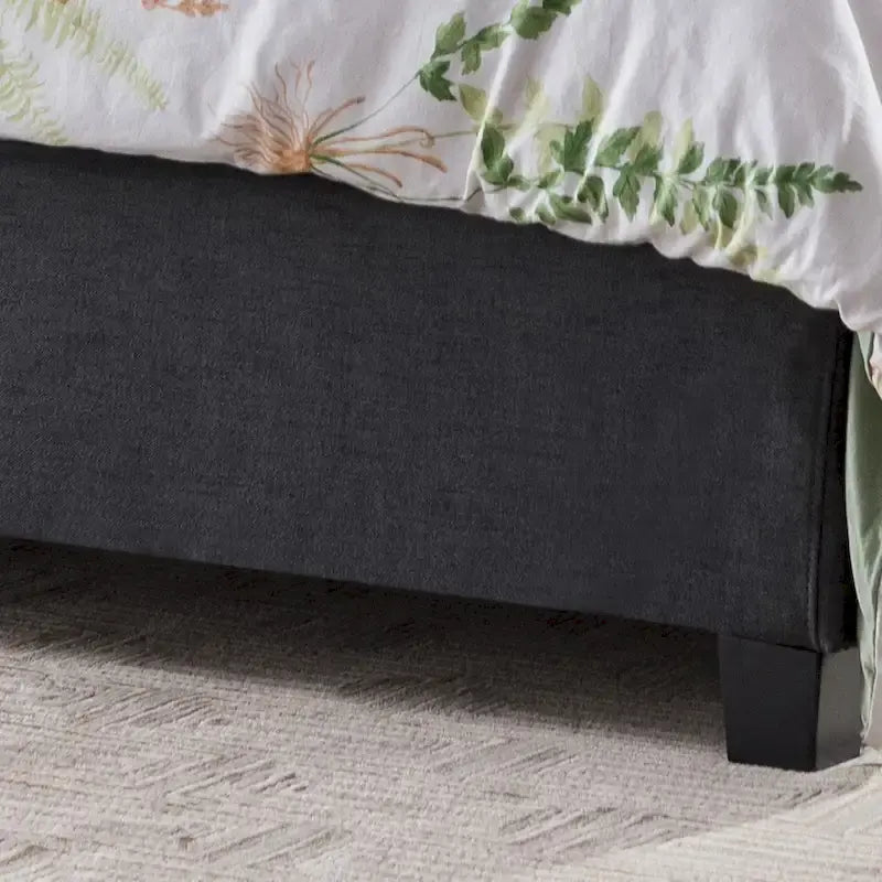 Ensemble de lit queen tapissé en tissu tufté, lit plateforme moderne du milieu du siècle avec tête de lit