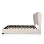 Ensemble de lit queen tapissé en tissu tufté, lit plateforme moderne du milieu du siècle avec tête de lit