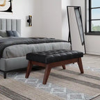 Banc pouf rectangulaire de style moderne du milieu du siècle de 40 po de largeur, repose-pieds et siège en tissu rembourré