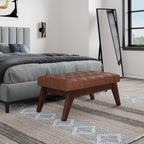 Banc pouf rectangulaire de style moderne du milieu du siècle de 40 po de largeur, repose-pieds et siège en tissu rembourré