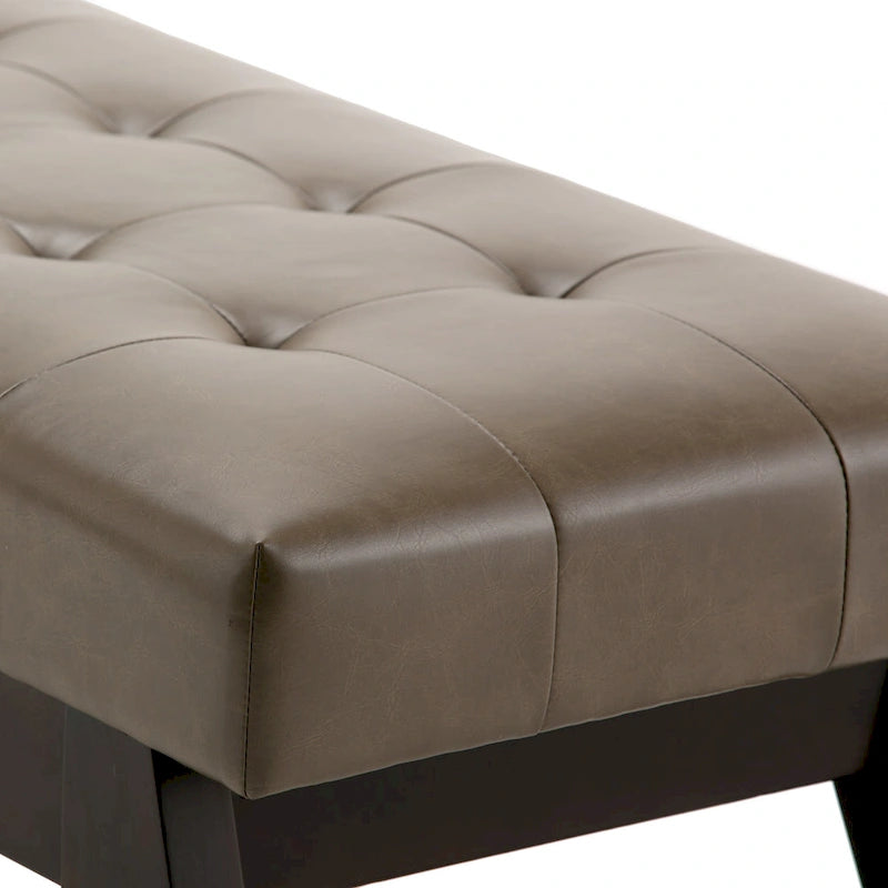 Banc pouf rectangulaire de style moderne du milieu du siècle de 40 po de largeur, repose-pieds et siège en tissu rembourré