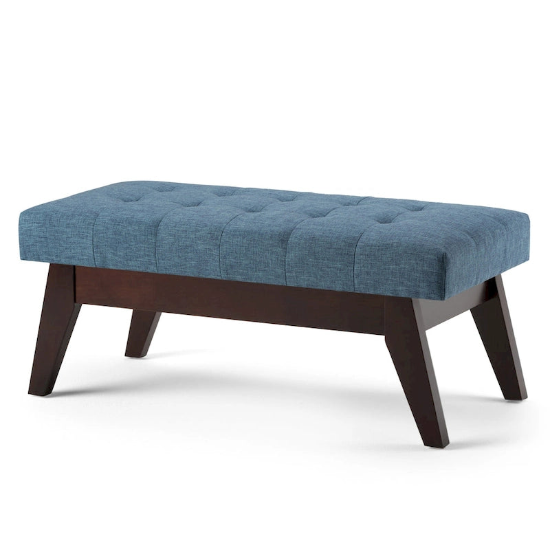 Banc pouf rectangulaire de style moderne du milieu du siècle de 40 po de largeur, repose-pieds et siège en tissu rembourré
