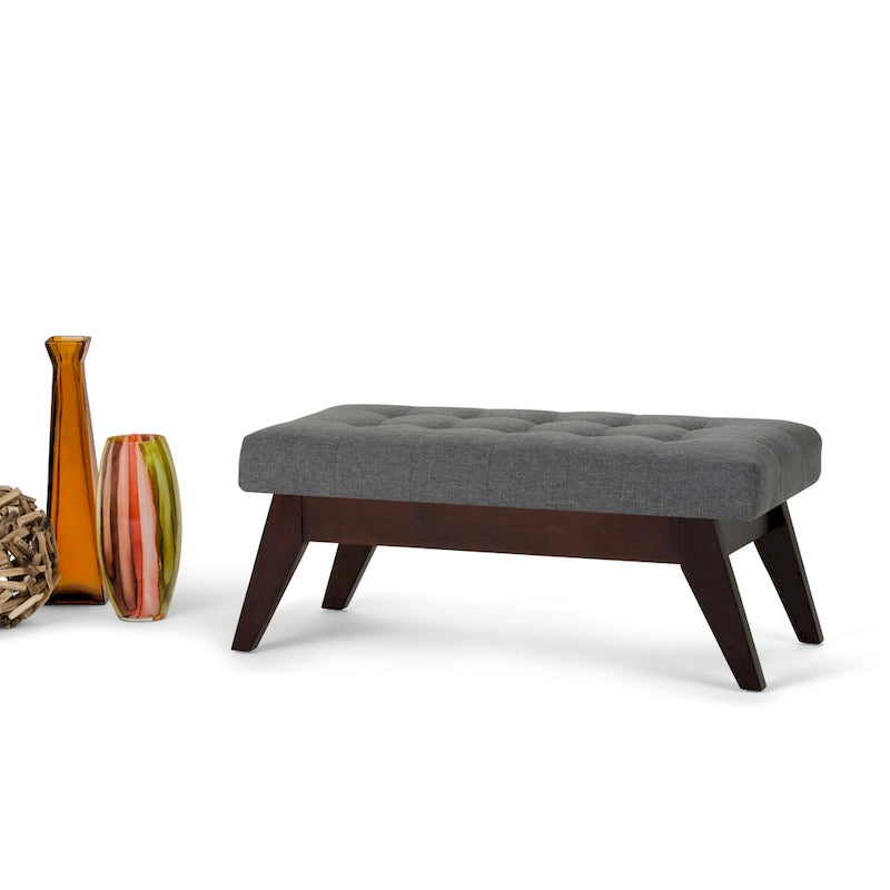 Banc pouf rectangulaire de style moderne du milieu du siècle de 40 po de largeur, repose-pieds et siège en tissu rembourré