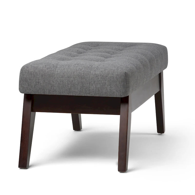 Banc pouf rectangulaire de style moderne du milieu du siècle de 40 po de largeur, repose-pieds et siège en tissu rembourré
