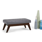 Banc pouf rectangulaire de style moderne du milieu du siècle de 40 po de largeur, repose-pieds et siège en tissu rembourré