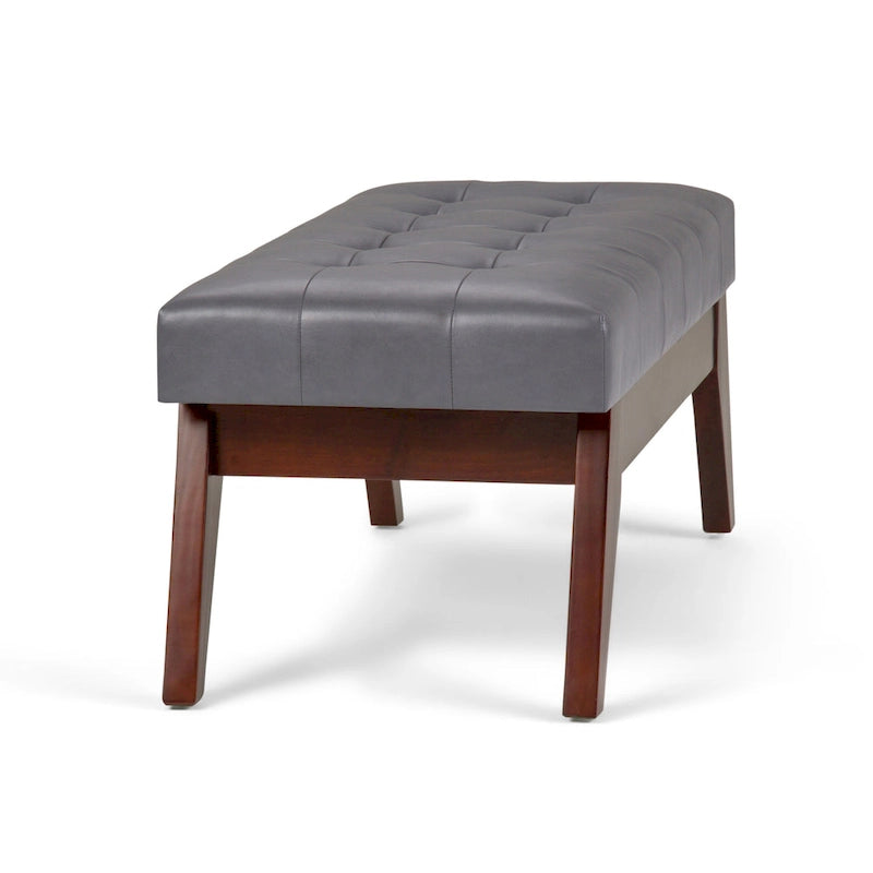 Banc pouf rectangulaire de style moderne du milieu du siècle de 40 po de largeur, repose-pieds et siège en tissu rembourré