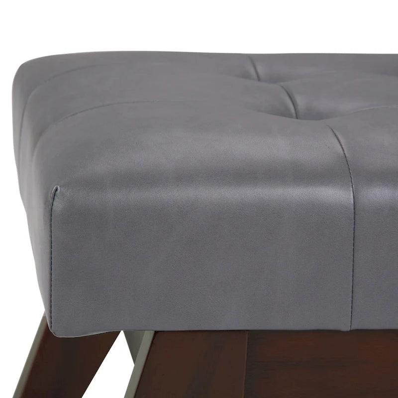 Banc pouf rectangulaire de style moderne du milieu du siècle de 40 po de largeur, repose-pieds et siège en tissu rembourré