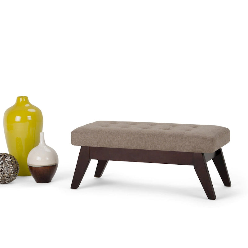 Banc pouf rectangulaire de style moderne du milieu du siècle de 40 po de largeur, repose-pieds et siège en tissu rembourré