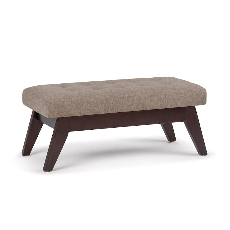 Banc pouf rectangulaire de style moderne du milieu du siècle de 40 po de largeur, repose-pieds et siège en tissu rembourré