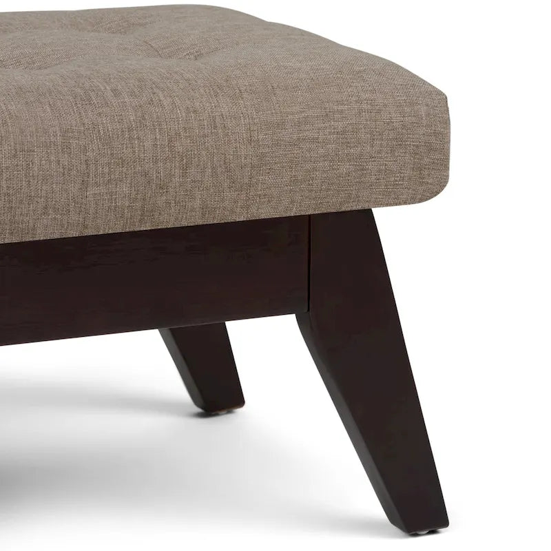 Banc pouf rectangulaire de style moderne du milieu du siècle de 40 po de largeur, repose-pieds et siège en tissu rembourré