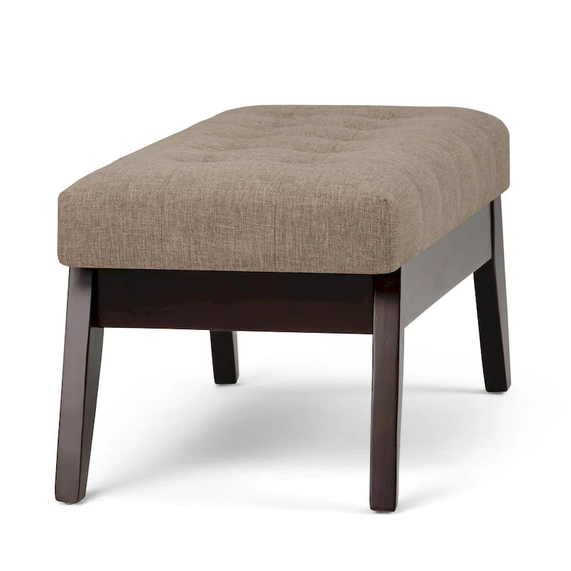 Banc pouf rectangulaire de style moderne du milieu du siècle de 40 po de largeur, repose-pieds et siège en tissu rembourré
