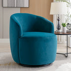Fauteuil pivotant d'appoint en velours, fauteuil crapaud avec anneau de revêtement par poudre