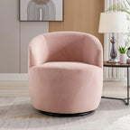 Fauteuil pivotant d'appoint en velours, fauteuil crapaud avec anneau de revêtement par poudre