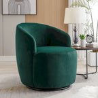 Fauteuil pivotant d'appoint en velours, fauteuil crapaud avec anneau de revêtement par poudre