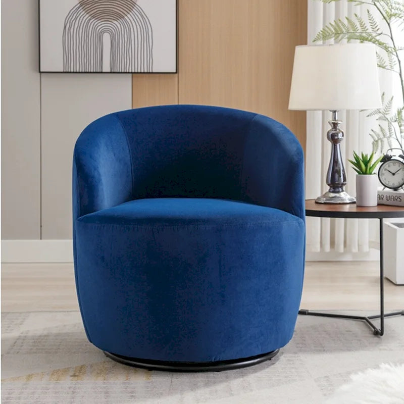 Fauteuil pivotant d'appoint en velours, fauteuil crapaud avec anneau de revêtement par poudre