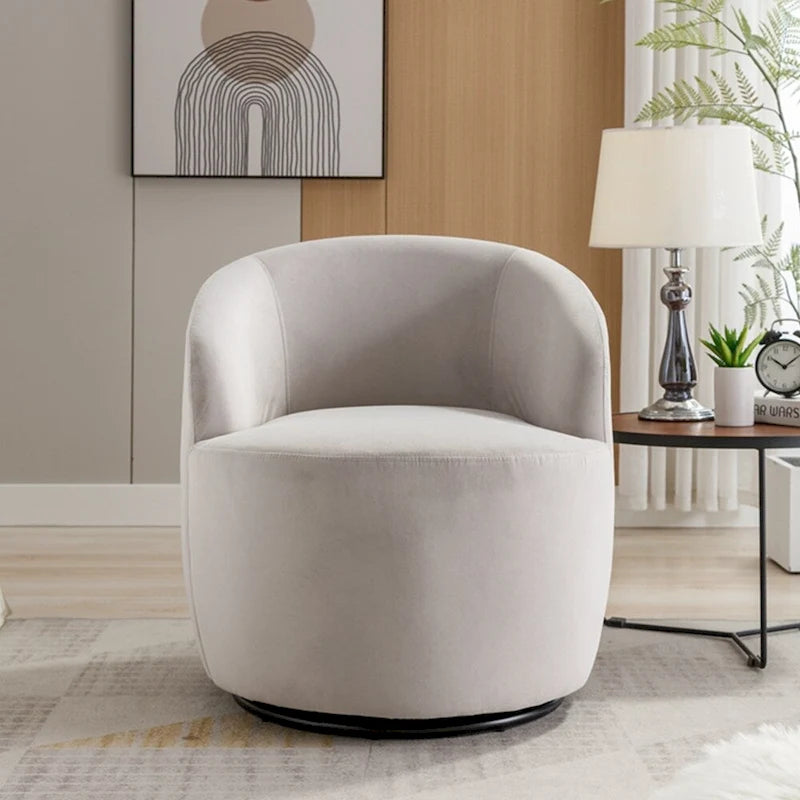 Fauteuil pivotant d'appoint en velours, fauteuil crapaud avec anneau de revêtement par poudre