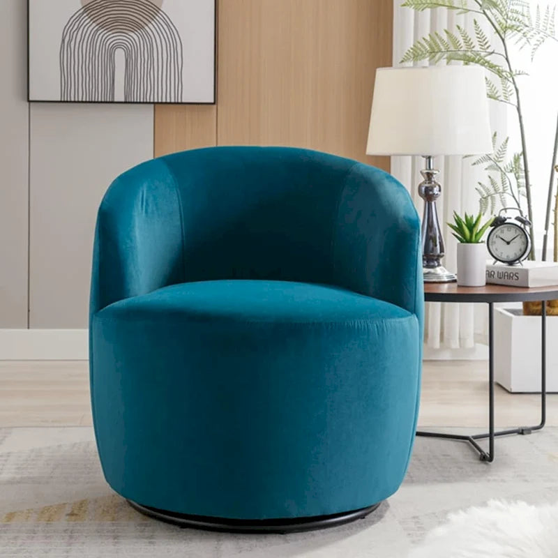 Fauteuil pivotant d'appoint en velours, fauteuil crapaud avec anneau de revêtement par poudre