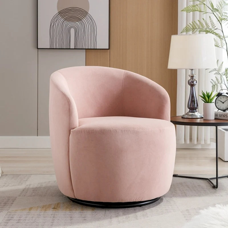Fauteuil pivotant d'appoint en velours, fauteuil crapaud avec anneau de revêtement par poudre