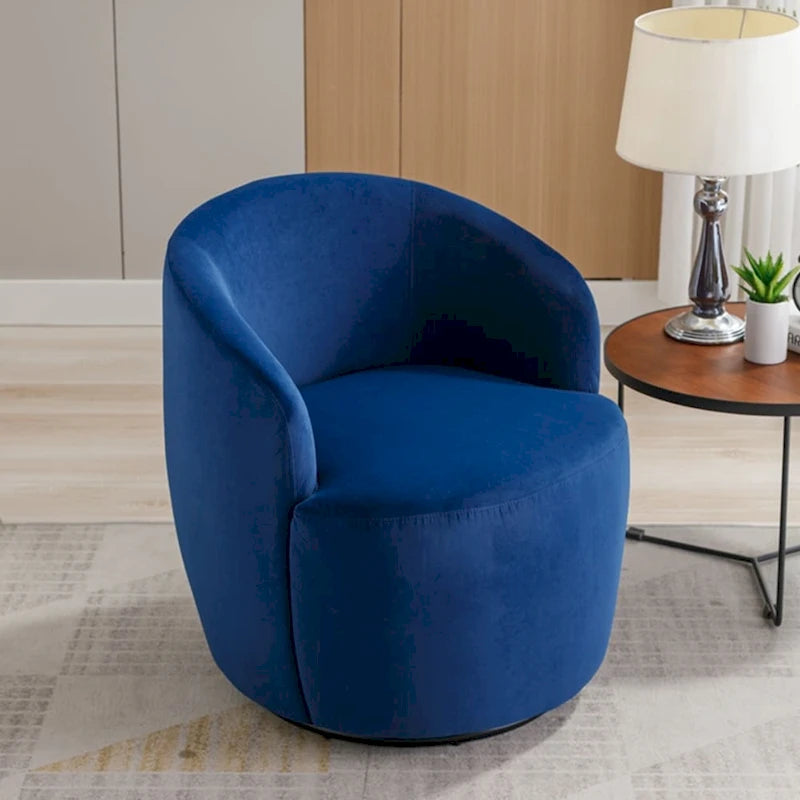 Fauteuil pivotant d'appoint en velours, fauteuil crapaud avec anneau de revêtement par poudre