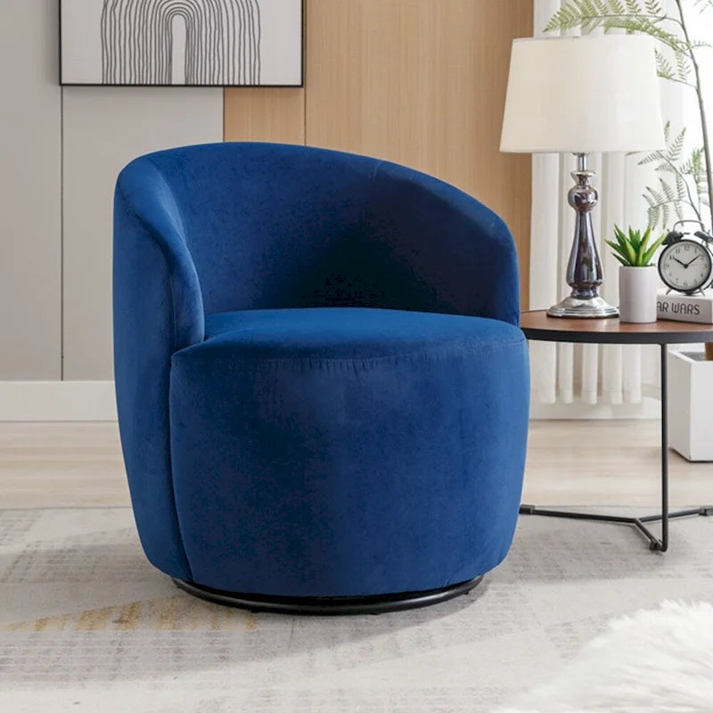 Fauteuil pivotant d'appoint en velours, fauteuil crapaud avec anneau de revêtement par poudre