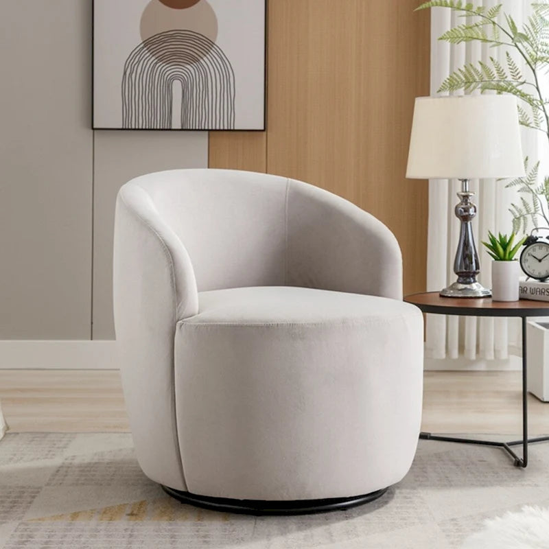 Fauteuil pivotant d'appoint en velours, fauteuil crapaud avec anneau de revêtement par poudre