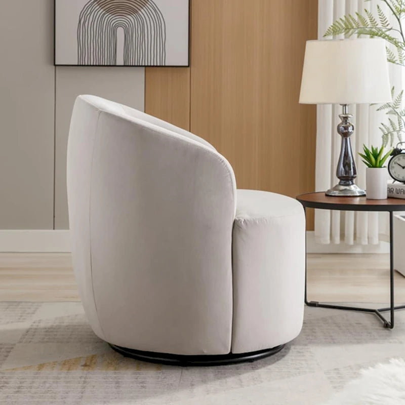 Fauteuil pivotant d'appoint en velours, fauteuil crapaud avec anneau de revêtement par poudre