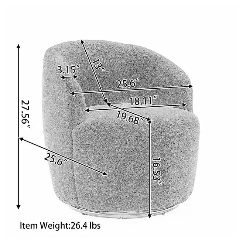 Fauteuil pivotant d'appoint en velours, fauteuil crapaud avec anneau de revêtement par poudre