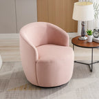 Fauteuil pivotant d'appoint en velours, fauteuil crapaud avec anneau de revêtement par poudre