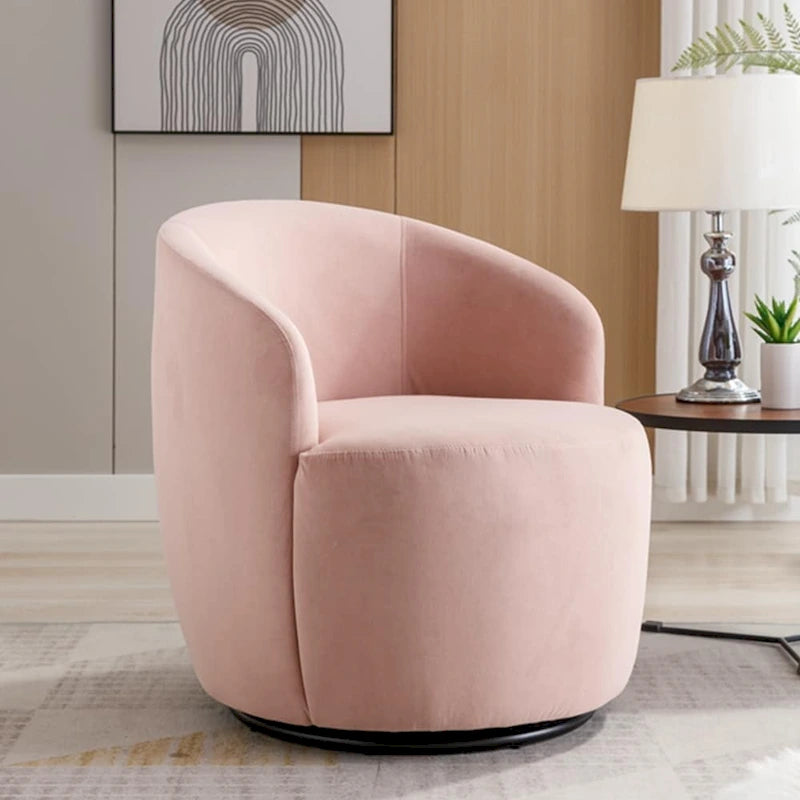 Fauteuil pivotant d'appoint en velours, fauteuil crapaud avec anneau de revêtement par poudre