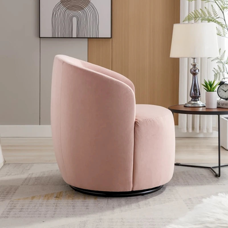 Fauteuil pivotant d'appoint en velours, fauteuil crapaud avec anneau de revêtement par poudre