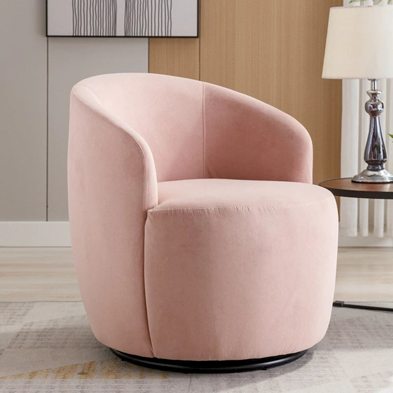 Fauteuil pivotant d'appoint en velours, fauteuil crapaud avec anneau de revêtement par poudre