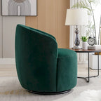 Fauteuil pivotant d'appoint en velours, fauteuil crapaud avec anneau de revêtement par poudre