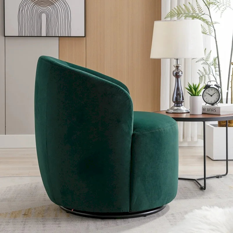 Fauteuil pivotant d'appoint en velours, fauteuil crapaud avec anneau de revêtement par poudre