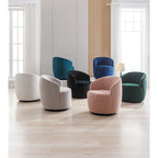 Fauteuil pivotant d'appoint en velours, fauteuil crapaud avec anneau de revêtement par poudre