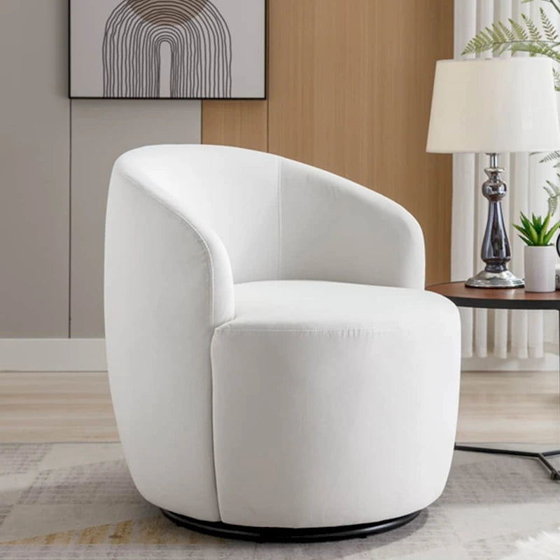Fauteuil pivotant d'appoint en velours, fauteuil crapaud avec anneau de revêtement par poudre