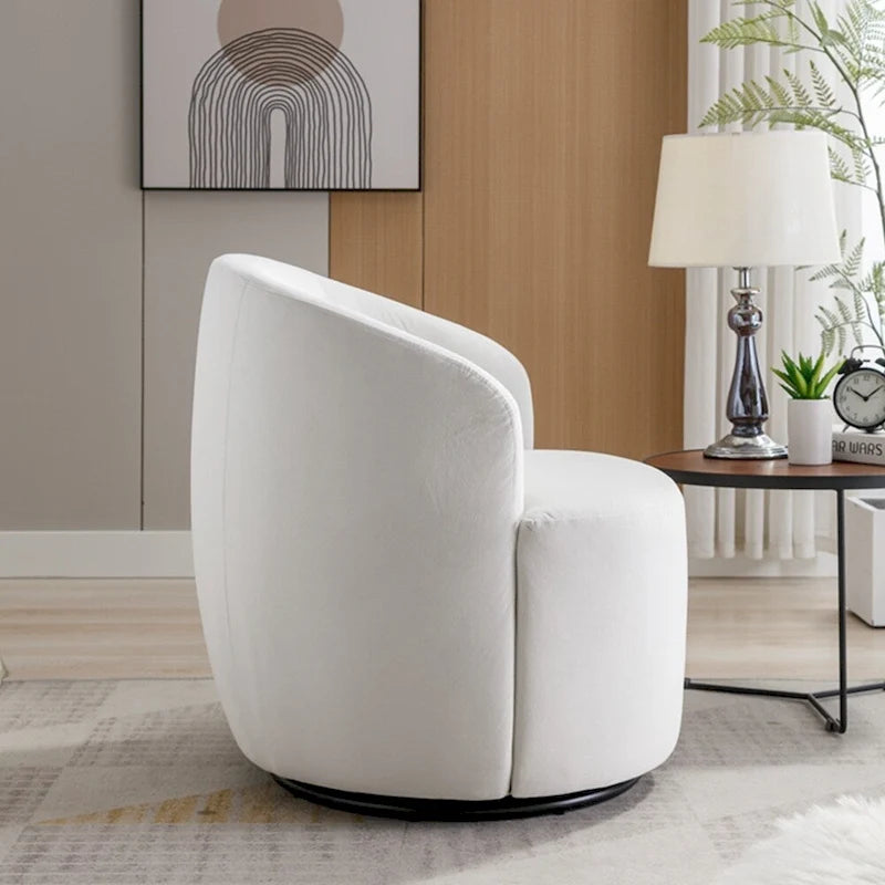 Fauteuil pivotant d'appoint en velours, fauteuil crapaud avec anneau de revêtement par poudre