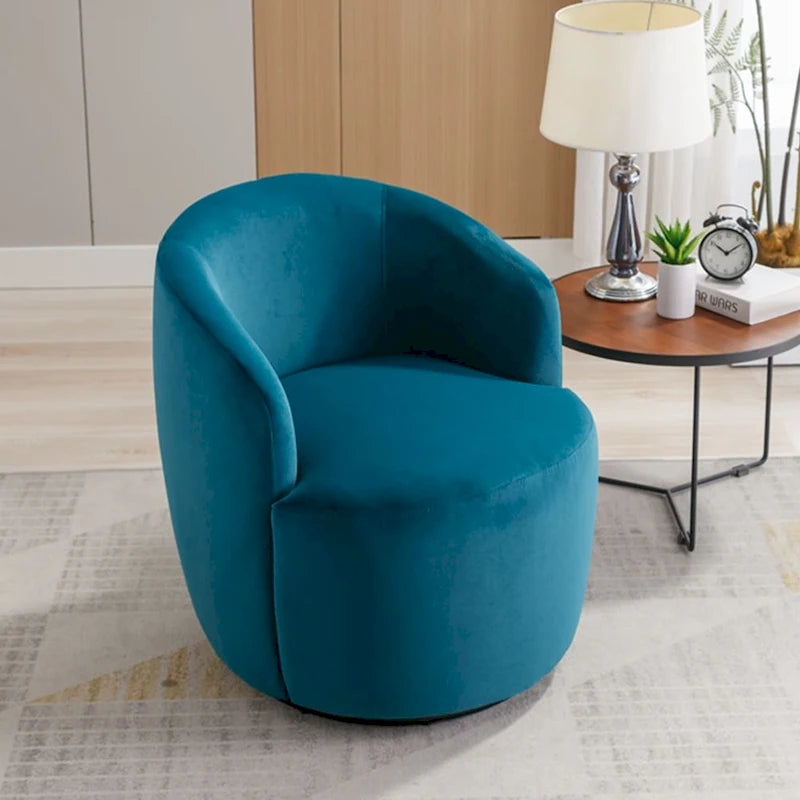 Fauteuil pivotant d'appoint en velours, fauteuil crapaud avec anneau de revêtement par poudre