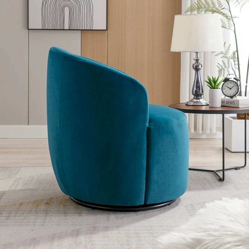 Fauteuil pivotant d'appoint en velours, fauteuil crapaud avec anneau de revêtement par poudre