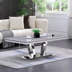 Table basse moderne avec base en acier inoxydable Table basse rectangulaire de 48 pouces avec cadre en métal robuste pour le salon