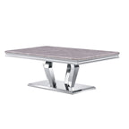 Table basse moderne avec base en acier inoxydable Table basse rectangulaire de 48 pouces avec cadre en métal robuste pour le salon