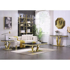 Table basse moderne avec base en acier inoxydable Table basse rectangulaire de 48 pouces avec cadre en métal robuste pour le salon