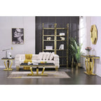 Table basse moderne avec base en acier inoxydable Table basse rectangulaire de 48 pouces avec cadre en métal robuste pour le salon