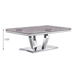 Table basse moderne avec base en acier inoxydable Table basse rectangulaire de 48 pouces avec cadre en métal robuste pour le salon