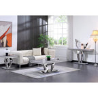 Table basse moderne avec base en acier inoxydable Table basse rectangulaire de 48 pouces avec cadre en métal robuste pour le salon